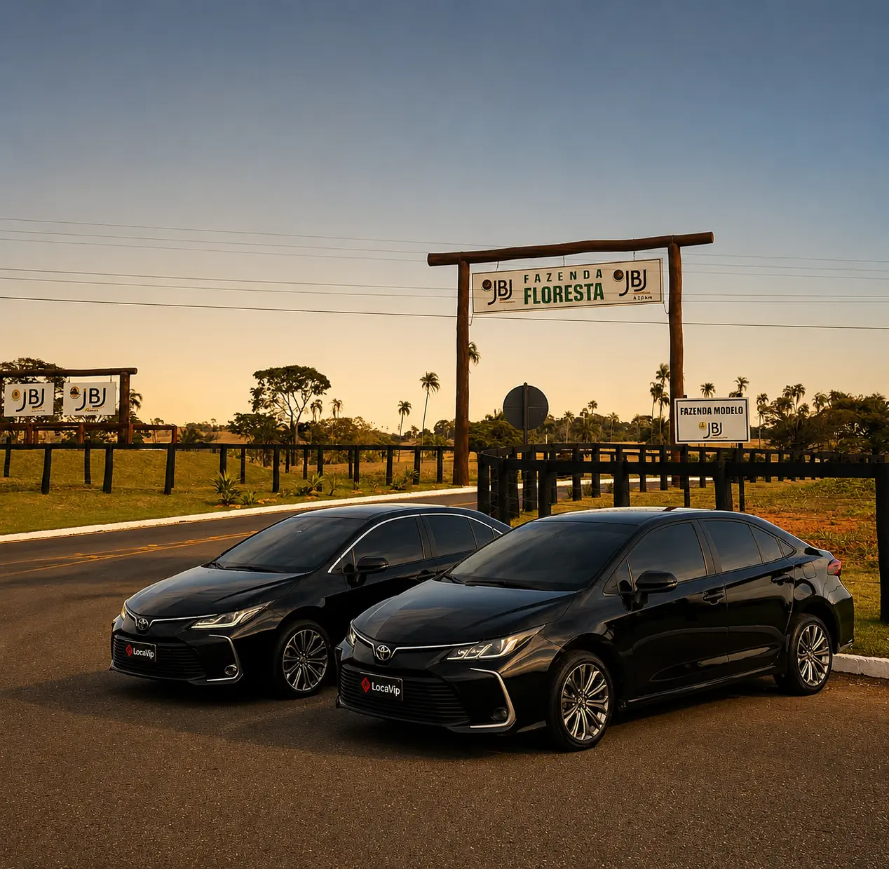 Toyota Corolla Loca Vip em fazenda ao pôr do sol